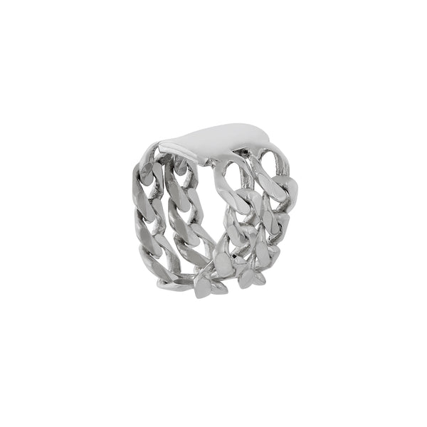 VIKA jewels SELF LOVE COLLECTION WIDE CHAIN DOUBLE RING this ring consists of 2 link chains of 0.7CM Width 1.4CM Connection plate 1CM x 1.4CM 925 recycled sterling silver UNISEX handmade in Bali