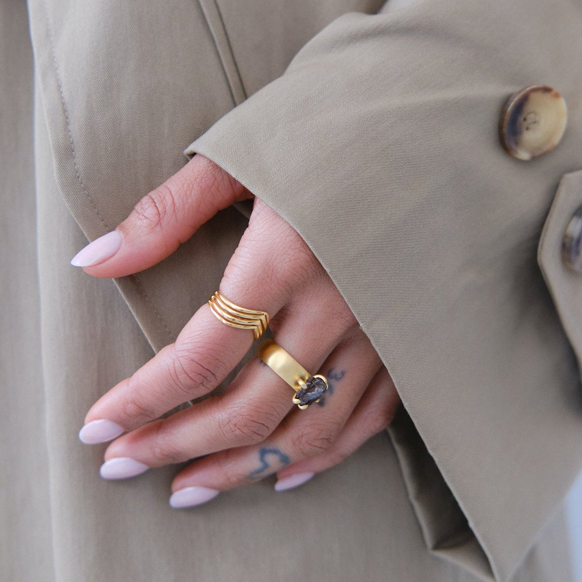 Meteorite Ring 2,3g US9 gold plated