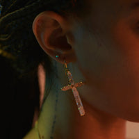 CROSS CRYSTAL EARRING gold plated