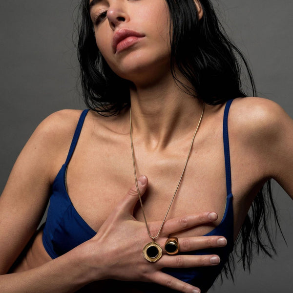 VIKA jewels 24 carat karat gold plated vergoldet pendant sonne unisex sun tag Necklace chain Kette Halskette Gliederkette Pearl Perlen Sterling Silber Silver Handgemacht handmade Bali recycled 