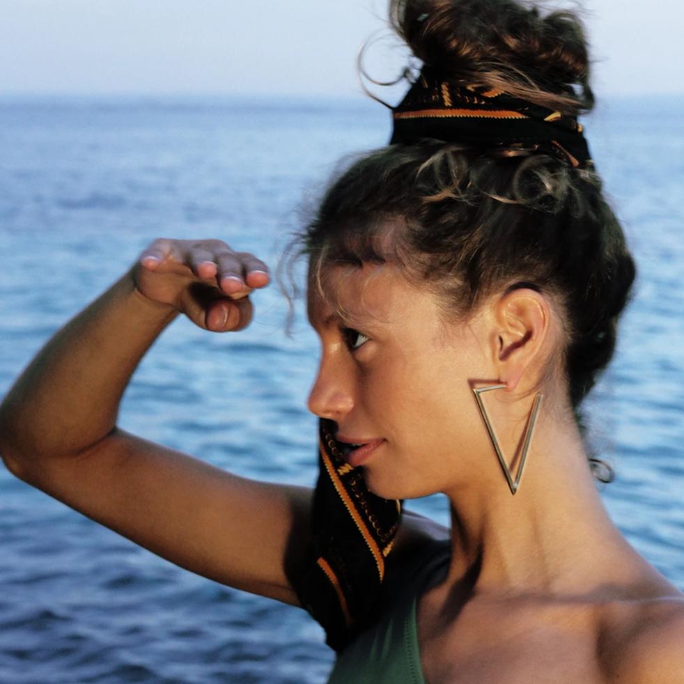 V EARRINGS L gold plated-Earrings-VIKA Jewels