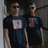 VIKA jewels T-Shirts T-Shirt Snake attacks Black  regular cut black t-shirt  heat transfer print: Snake attacks  100% cotton  unisex  model wears size L  handprinted in Berlin