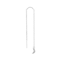 VIKA jewels floating moon earrings VOYAGE EXTRAORDINAIRE COLLECTION 5CM LONG LINK CHAIN WITH A 1CM MOON PENDANT IN THE FRONT 4CM LONG LINK CHAIN IN THE BACK HALF CIRCLE TUBE FOR THE EARLOBE 925 recycled Sterling Silver
