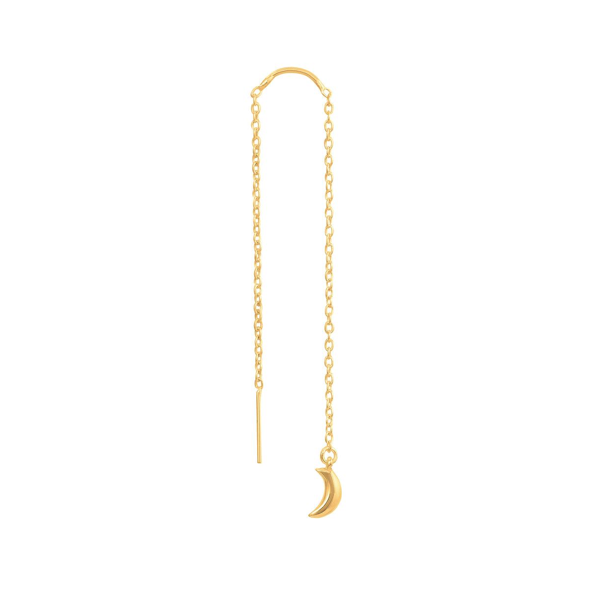 VIKA jewels floating moon earrings VOYAGE EXTRAORDINAIRE COLLECTION 5CM LONG LINK CHAIN WITH A 1CM MOON PENDANT IN THE FRONT 4CM LONG LINK CHAIN 925 recycled Sterling Silver gold plated