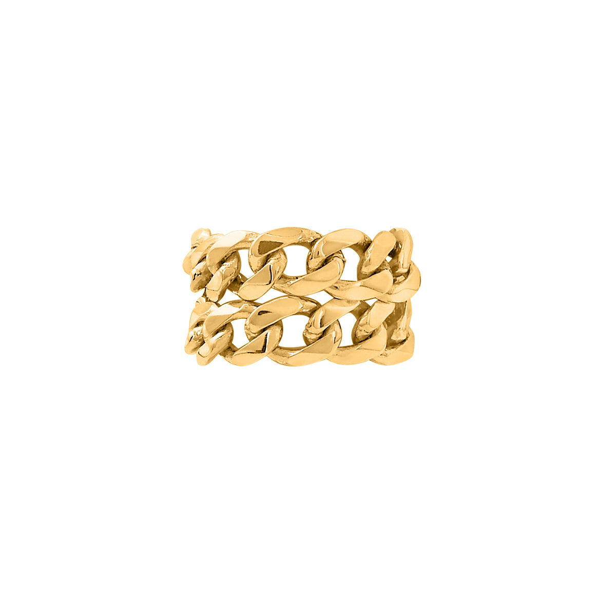 IDE CHAIN DOUBLE RING gold plated this ring consists of 2 link chains of 0.7CM Width 1.4CM Connection plate 1CM x 1.4CM UNISEX 925 recycled sterling silver handmade in Bali 18 carat gold plated