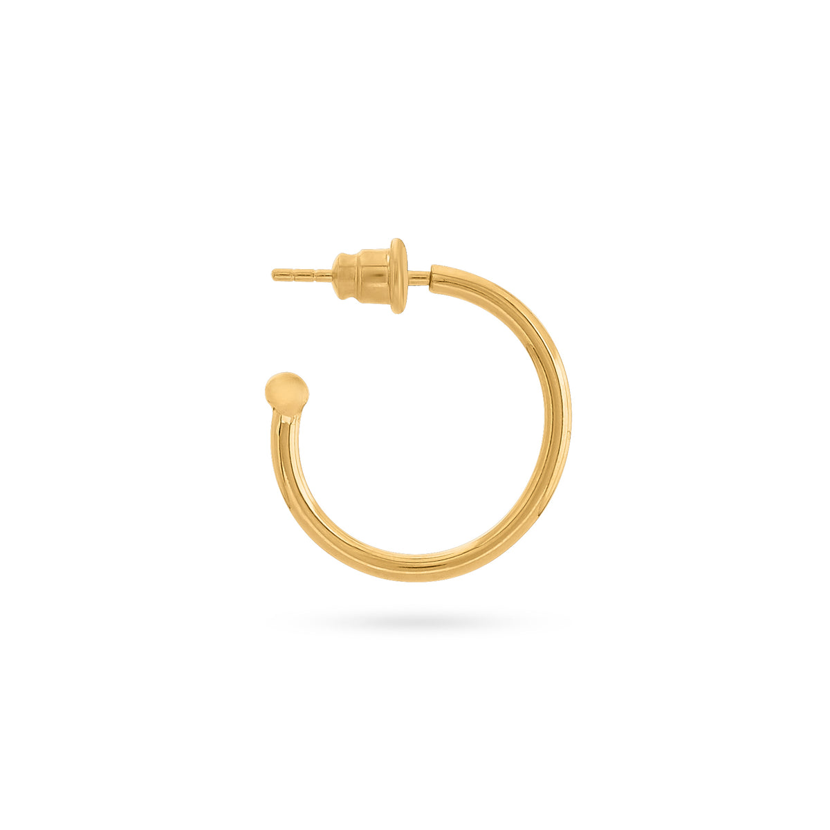 aradiso Perduto Collection OPEN HOOPS gold plated CLASSIC HOOP EARRINGS open with butterfly closure 0.2CM THICK WIRE AVAILABLE IN 2 SIZES SIZE XS IS Ø2CM SIZE S IS Ø3.5CM recycled 925 sterling silver 18 carat gold plated Handmade in Bali
