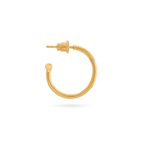 aradiso Perduto Collection OPEN HOOPS gold plated CLASSIC HOOP EARRINGS open with butterfly closure 0.2CM THICK WIRE AVAILABLE IN 2 SIZES SIZE XS IS Ø2CM SIZE S IS Ø3.5CM recycled 925 sterling silver 18 carat gold plated Handmade in Bali