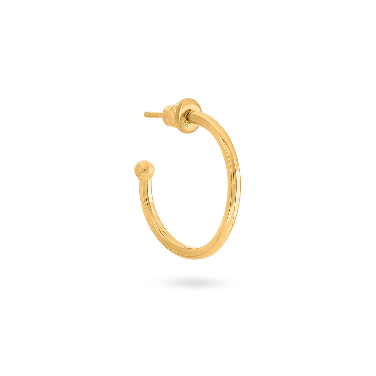 aradiso Perduto Collection OPEN HOOPS gold plated CLASSIC HOOP EARRINGS open with butterfly closure 0.2CM THICK WIRE AVAILABLE IN 2 SIZES SIZE XS IS Ø2CM SIZE S IS Ø3.5CM recycled 925 sterling silver 18 carat gold plated Handmade in Bali