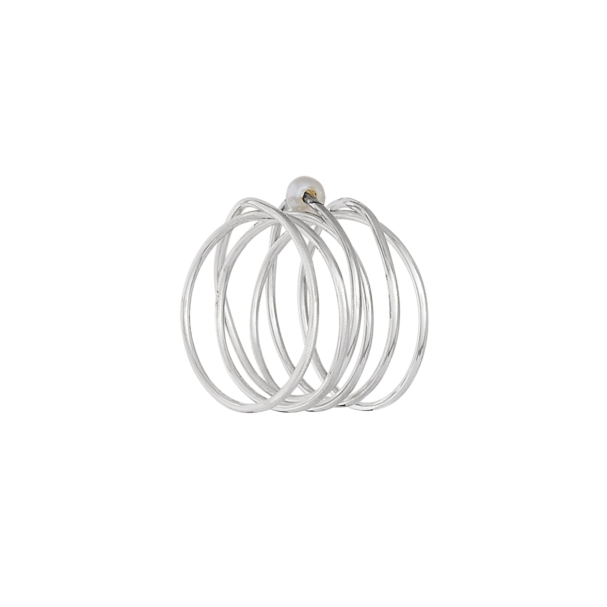 VIKA jewels pearl spiral wire ring statement handmade Bali recycled recycling sterling silver silber fashion jewellery jewelry