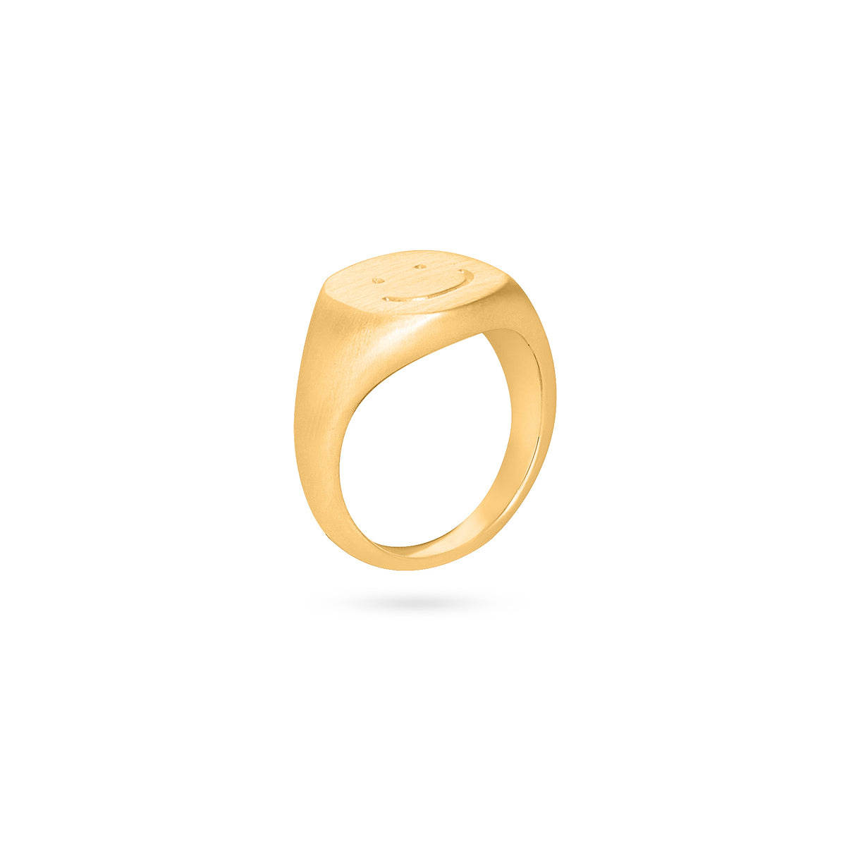 VIKA jewels andhim smiley ring happy gold signet matt recycled sterling silver gold plated 18 handmade unisex bali berlin