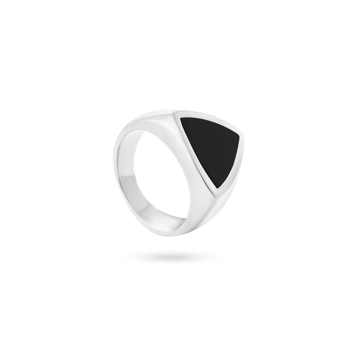 VIKA jewels unisex signet ring with genuine shell recycled sterling silver black color shell handmade bali triangle