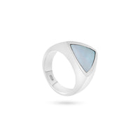 VIKA jewels signet ring with genuine shell recycled sterling silver perlmut color handmade bali triangle