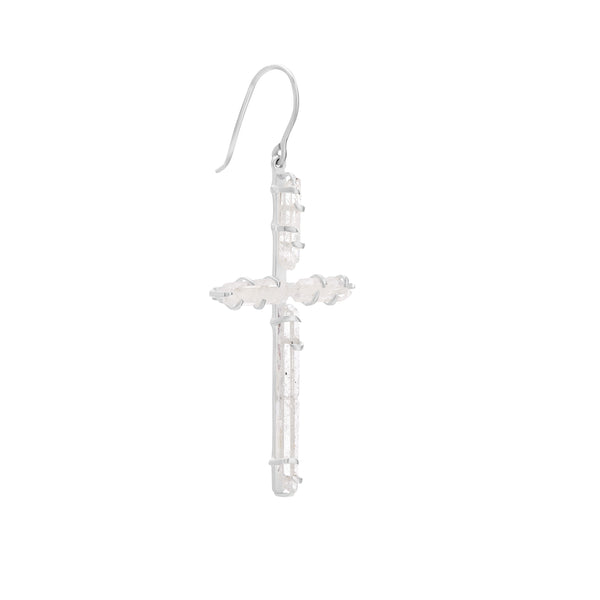 Liza Adamenko PURE PROTECTION CROSS EARRING (clear quartz) VIKA jewels recycled sterling silver handmade in Bali