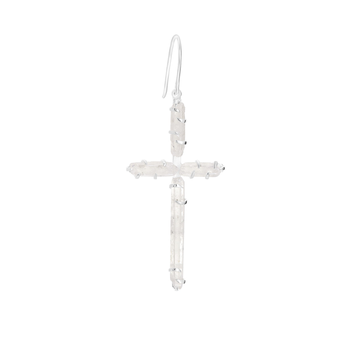 Liza Adamenko PURE PROTECTION CROSS EARRING (clear quartz) VIKA jewels recycled sterling silver handmade in Bali